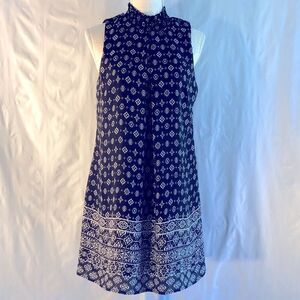 Speechless Black & White A Line Sleeveless Mandarin Collar Dress M